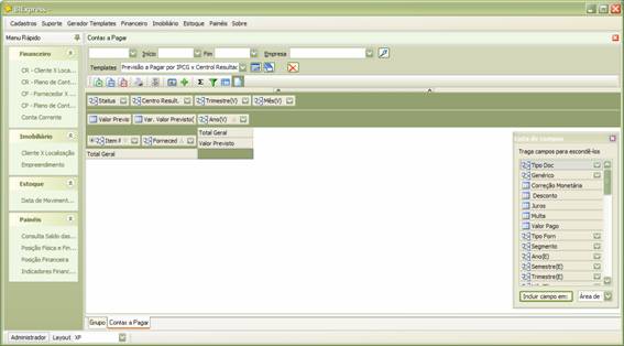 Tela de criação de templates